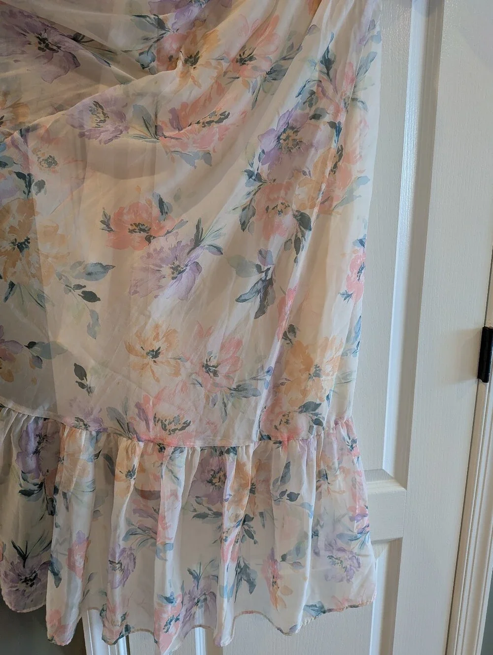Abercrombie & Fitch Emerson Drama Maxi Dress Off-The-Shoulder Floral Ruffle SP